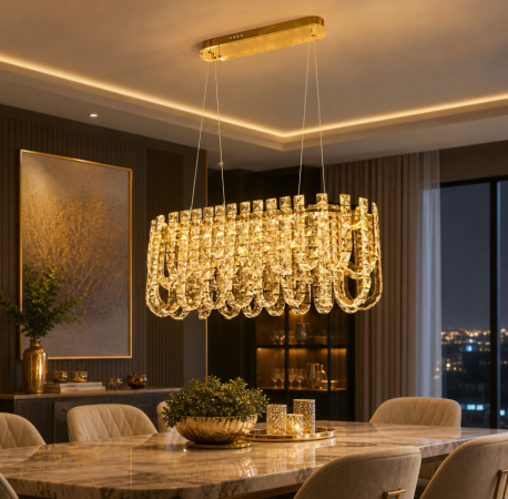 LUSTRE BELLAGIO CRISTAL TITANIUM GOLD 116W 3EM1 NOWARA